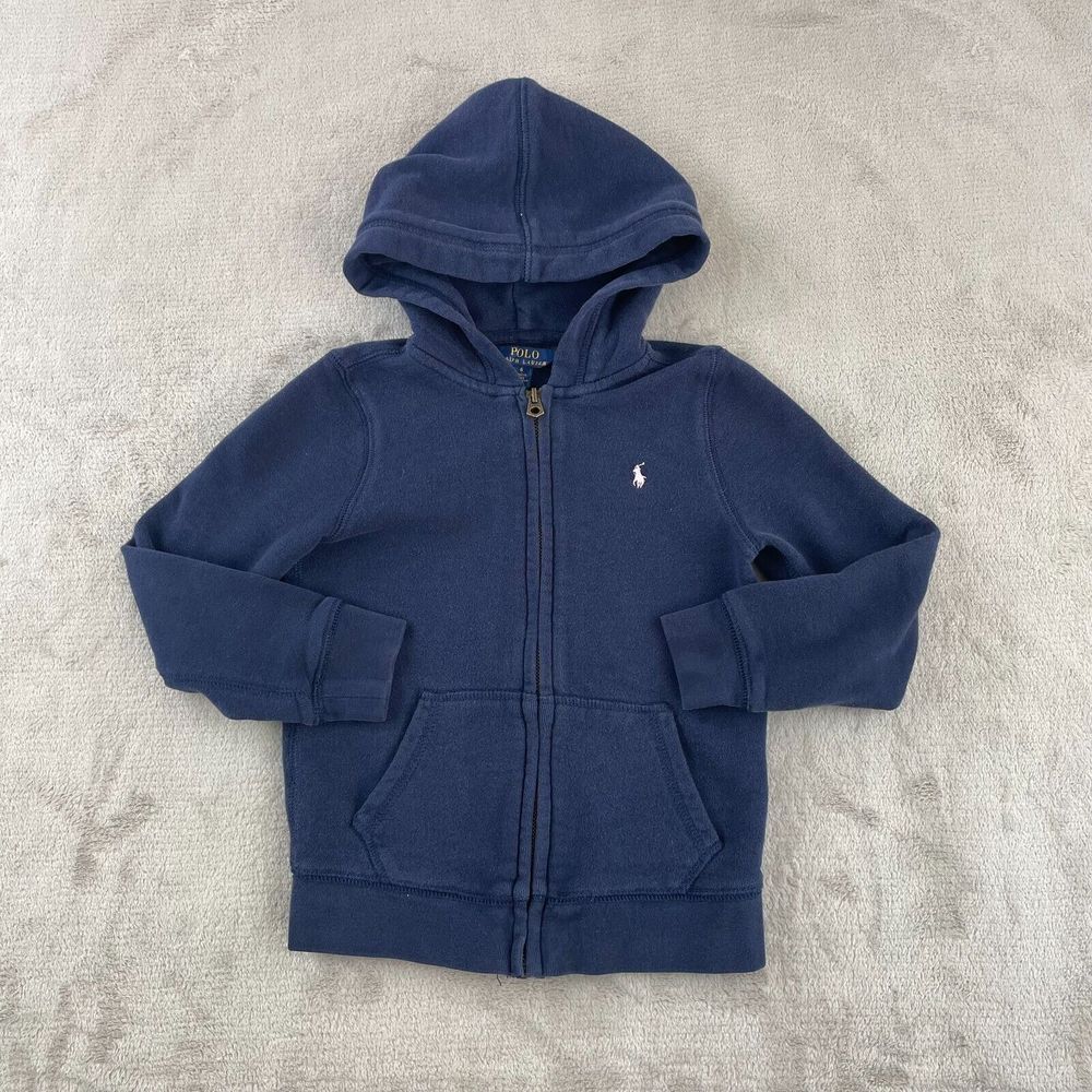 Polo Ralph Lauren Hoodie Kids 6 Navy Blue Full Zip Pink Pony Long Sleeve‎ Preppy